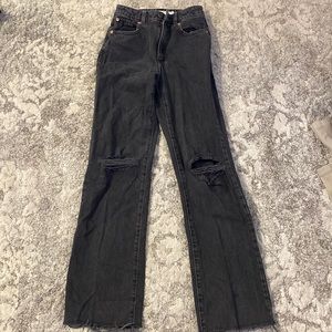 black high waisted ripped jeans